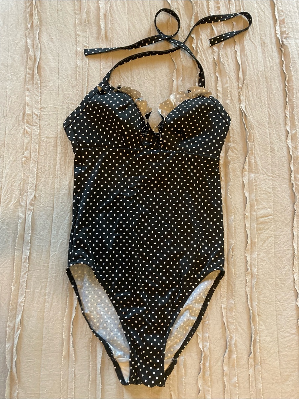 Freya 32DD Polka Dot Halter One-Piece Swimsuit